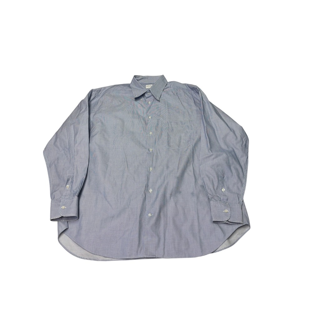 Armani Collezioni Mens Blue Micro Check Cotton Button Down Shirt Made in Italy L